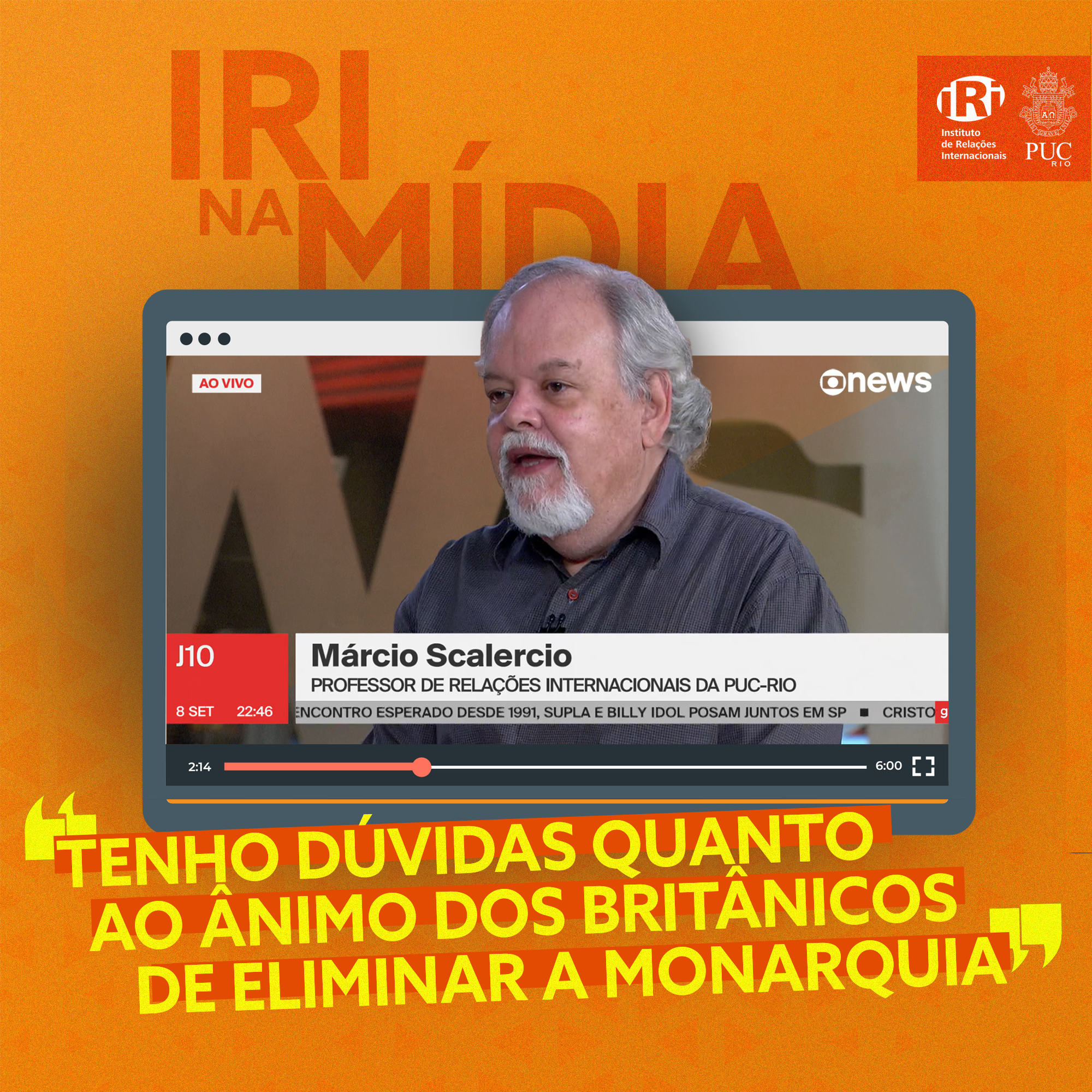 Professor Márcio Scalercio comenta o futuro da monarquia britânica para o J10 da GloboNews