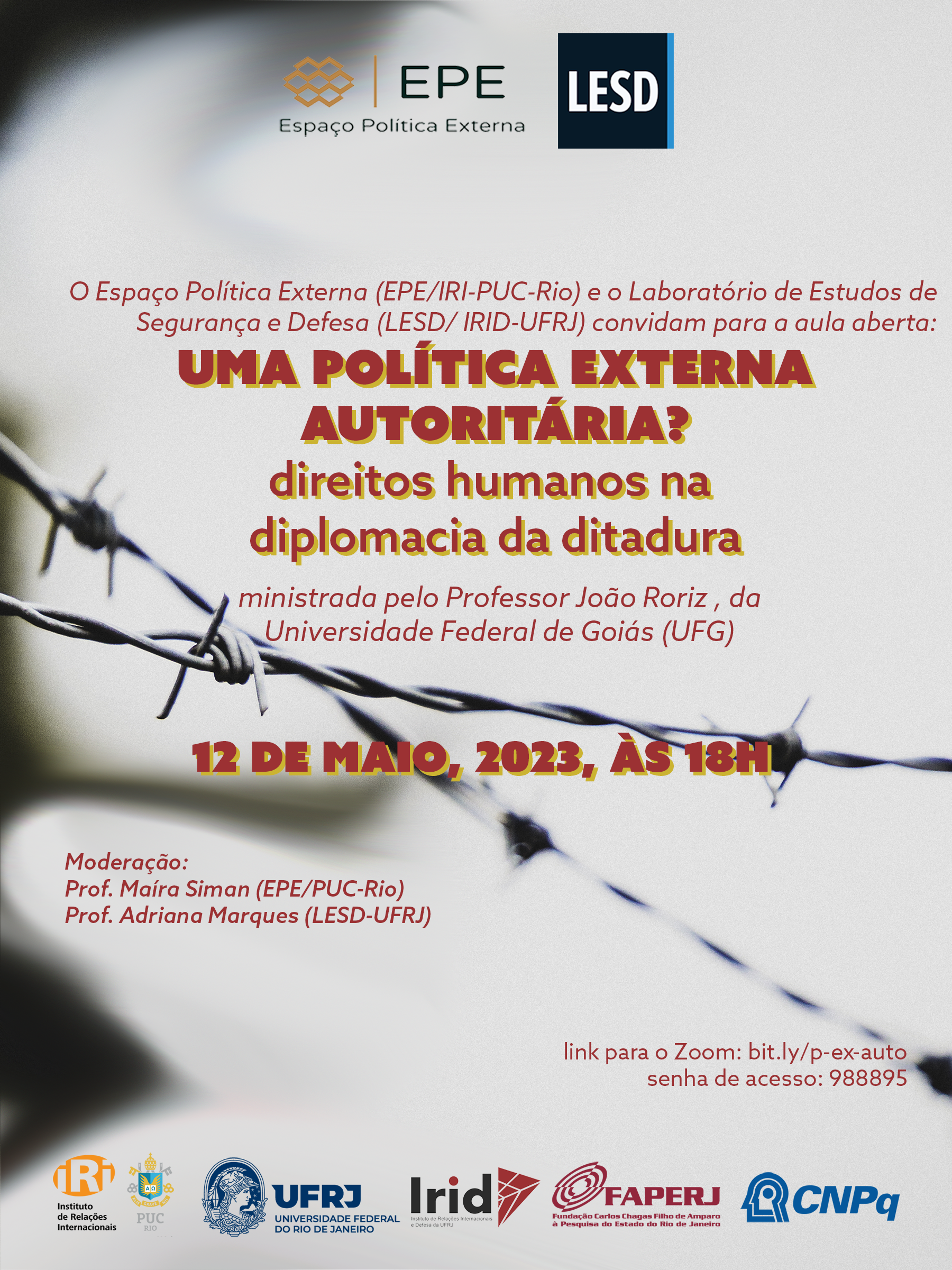 12 de maio, 18h | Aula aberta: Uma política externa autoritária? Direitos humanos na diplomacia da ditadura