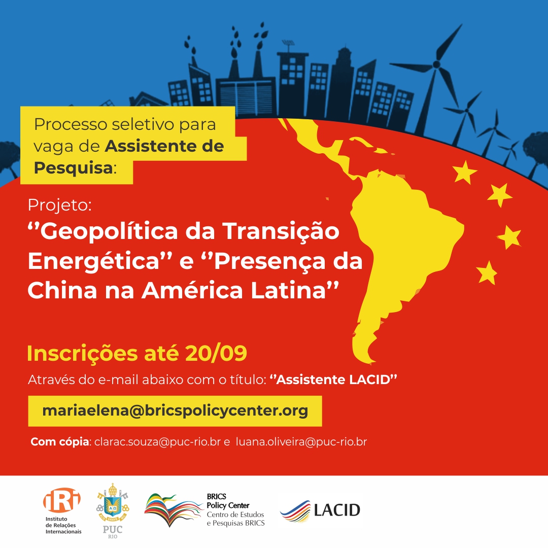 Processo seletivo para vaga de Assistente de Pesquisa no LACID do BRICS Policy Center PUC-Rio