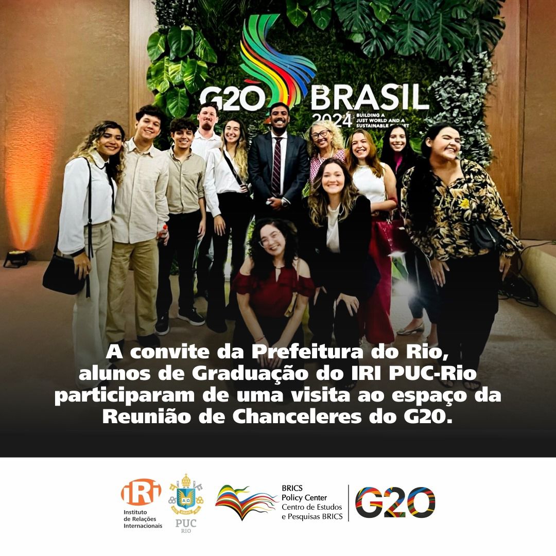 A convite da Prefeitura do Rio de Janeiro, os alunos de Graduação do IRI/PUC-Rio visitam o espaço da Reunião de Chanceleres do G20