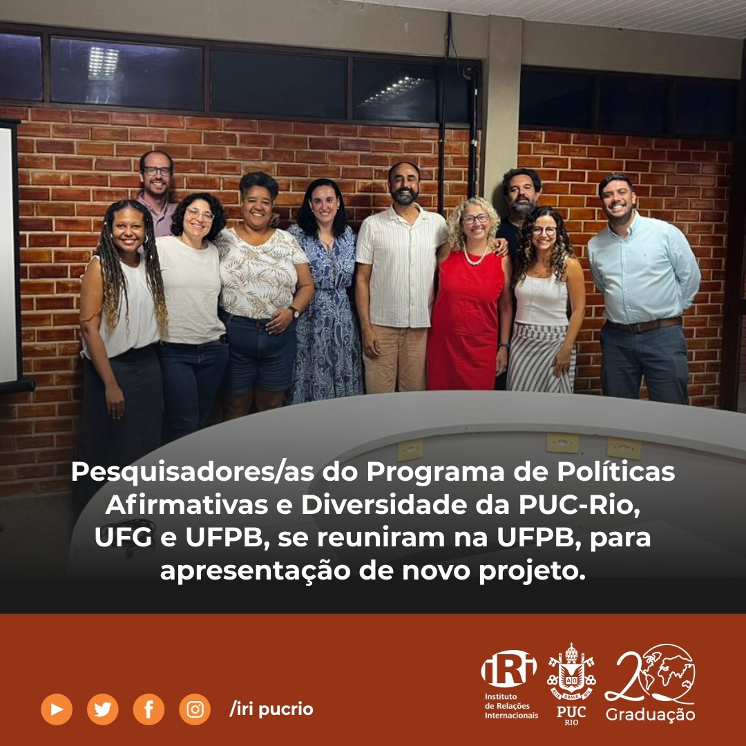 Pesquisadores/as do Programa de Políticas Afirmativas e Diversidade da PUC-Rio, UFG e UFPB, se reuniram na UFPB, para apresentação de novo projeto.